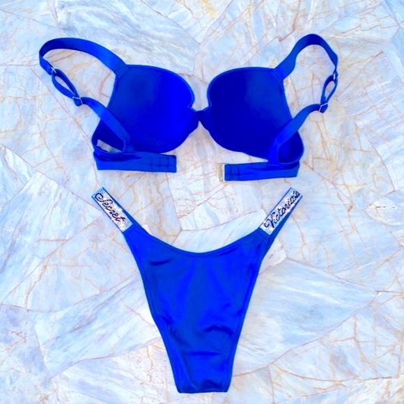 2 Pc Set 32C +Small Victoria's Secret Swim Shine Strap Sexy Tee Bikini + Bottoms - Picture 3 of 12